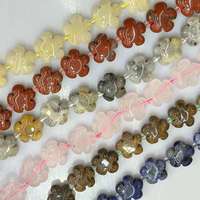 Grosir Batu Alam Asli Crazy Lace Agate Kuning Jade Kristal Kuarsa 15MM, Batu Permata Bunga Mawar, Penjualan Panas