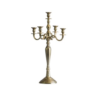 Support de chandelier à 5 bras en métal finition or satiné, centre de table pour mariage, banquet, décoration d'événements - Product Image 4