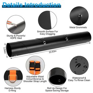 Imbracatura per traino cervi in corda nera da 10m (32.8FT) con slitta da neve da 5m (16.1F) per il trasporto di selvaggina, accessori essenziali per la caccia - Product Image 3