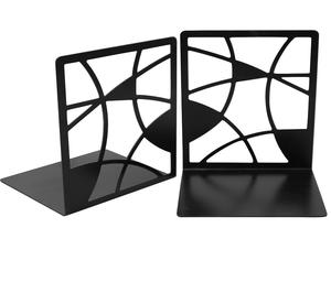 Serre-livres en métal noir, motif abstrait décoratif, organisateur de bureau, support de livres pour table de bureau, présentoir, rangement - Product Image 6