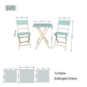 Ensemble de meubles de patio en bois d'acacia portable 3 pièces comprenant 2 chaises pliantes et une table basse carrée pour jardin et bistro - Product Image 4