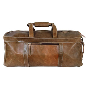 Vintage Leather Weekender Bag Large Capacity Overnight Travel Duffel Bag Gym Sports Bag with Zipper - Product Image 2