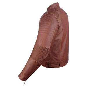 Unisex Genuine <b>Leather</b> Canvas Motorcycle <b>Jacket</b> Stand Collar Zipper Closure Breathable Casual Winter Wear - Product Image 5