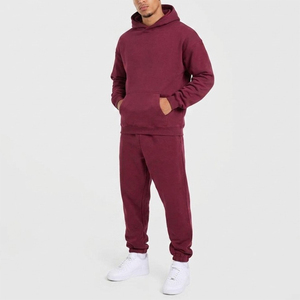 Ensemble de survêtements pour hommes à logo personnalisé, vente en gros, deux pièces, sweat à capuche et pantalon de jogging avec passepoil, coupe oversize, à prix bas - Product Image 3