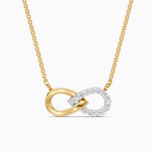 สร้อยคอเพชรแล็บโกรว์รูปอินฟินิตี้สำหรับใส่ทุกวัน น้ำหนัก 0.11 กะรัต ทำจากทอง 9K สีเหลือง ขาว และโรสโกลด์ - Product Image 2