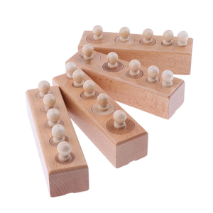 Juego de bloques cilíndricos de madera con perillas, rompecabezas de madera maciza para emparejar formas, desarrollo de habilidades motoras finas, aprendizaje en el aula - Product Image 3