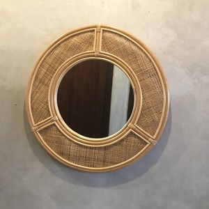 High Quality Rattan <b>Mirror</b> For Bathroom Bedroom And Spa Natural Handwoven Frame Stylish Boho Home Decor Accent From India - Product Image 1