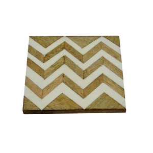 Artesign fait à la main écologique style classique gris bois naturel couleur résine incrustation boisson sous-verre ensemble quatre tapis tampons - Product Image 6