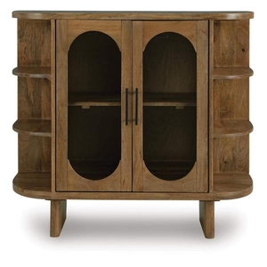 Meuble de salon modulaire en bois de manguier massif, écologique et moderne, grande capacité, 2 portes, étagères, portes à panneaux plats, marque Chandni - Product Image 3