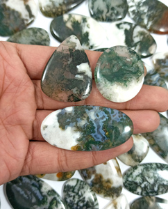 Wholesale Loose Gemstones Natural Moss Agate <b>Quartz</b> Cabochons Faceted Stones Healing Crystal Bulk Supplier India - Product Image 1