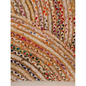 Tapis en jute tressé style oriental, motif géométrique multicolore, écologique, à poils ras, adapté aux animaux domestiques, réversible, antidérapant, pour salon - Product Image 3