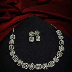 Classic American Diamond <b>Bridal</b> Jewelry <b>Set</b> Two-Piece <b>Necklace</b> <b>and</b> <b>Earrings</b> for Wedding Fashionable Classic Style - Product Image 1