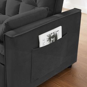 Divano Letto Moderno in Velluto da 55 Pollici, Convertibile 3-in-1 con Schienale Regolabile e Borsa Portaoggetti per Casa o Ufficio - Product Image 6