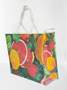 Bolsa de Lona con Estampado de Frutas Vibrantes y Asas de Cuerda para la Playa y Compras - Product Image 2