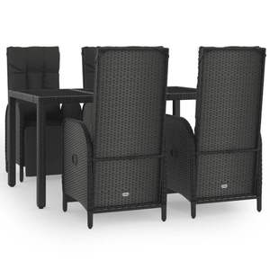 Ensemble de salle à manger de jardin noir 4 places en rotin résistant aux intempéries, mobilier d'extérieur de style contemporain - Product Image 2