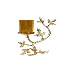 เชิงเทียนแก้วใส่เทียนพร้อมขาตั้งโลหะลายดอกไม้สำหรับตกแต่งบ้านรอมฎอน Diwali ของขวัญคริสต์มาส - Product Image 1