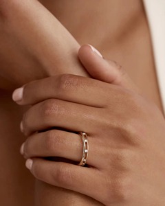 0.21 CT Other Lab Diamond 7-<b>Stone</b> Tension Set IGI Certified Minimalist 14k Yellow Gold Floating Accents Wedding Band 5.5MM Ring - Product Image 4