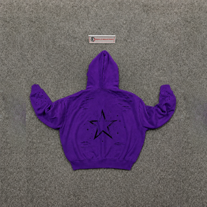 Sudadera con capucha morada duradera de gran tamaño con cremallera, estilo gótico tribal, corte holgado, moda urbana, ropa casual, atuendo diario, ropa de fin de semana - Product Image 6