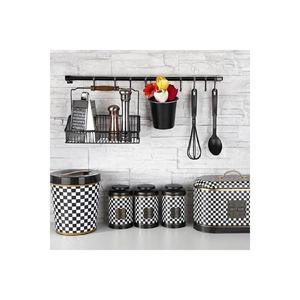 Appendiabiti da cucina con cesto, cesto retrò nero e appendiabiti - Product Image 3