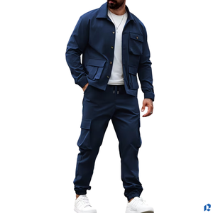 Mens Woven Winter Workwear Set Multi Pocket Jacket and <b>Pants</b> Casual American Style 2pcs Front Logo OEM ODM Custom - Product Image 4
