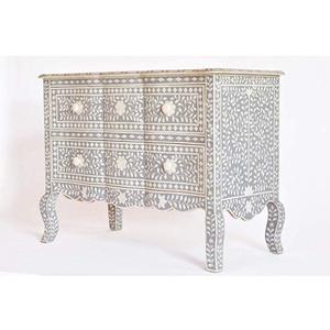 Cajón con Incrustaciones de Hueso de ILAHI, Diseño Moderno con Detalles de Ágata, Mueble Portátil para el Hogar - Product Image 2