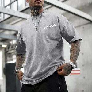 Camisetas Gráficas Vintage Oversize para Hombre, Estilo Urbano de Los Ángeles, Lavado Ácido, Holgadas, Casuales, de Algodón - Product Image 2