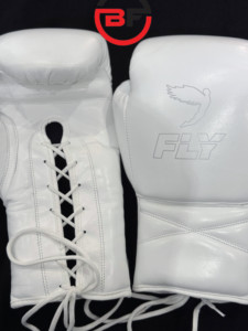 Cheap Fly Leather <b>Boxing</b> <b>Gloves</b> Full Finger Lace-up Stretch Customized <b>White</b> Embossed Logo for Adults <b>Boxing</b> Training Gear - Product Image 5
