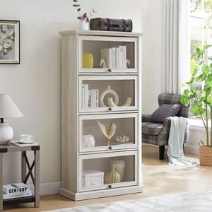 Elegante Vitrina de Vidrio de 4 Niveles con Puertas Abatibles para Exhibir Colecciones de Porcelana - Product Image 6