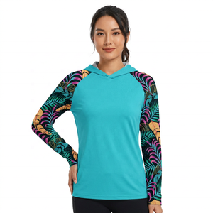 Sweat à capuche à manches longues pour hommes adultes avec imprimé feuilles tropicales, logo frontal, séchage rapide, UPF50, Spandex/Polyester, grande taille, chemise de pêche - Product Image 4