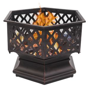 Braciere Esagonale Moderno in Ferro da 22 Pollici per Decorazione Esterna con Bruciatura a Legna, Ideale per Giardino e Bordo Piscina - Product Image 3