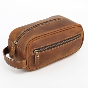 Kit de Voyage pour Hommes de Haute Qualité Style Vintage, Sac de Toilette en Cuir Personnalisé avec Fermeture à Glissière, Logo Personnalisé. - Product Image 6