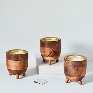 Support à bougie en bois fait main, porte-bougie décoratif en bois massif pour la maison, le salon, la table de mariage, la décoration de centre de table - Product Image 1