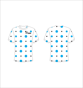 T-shirt à manches courtes pour homme à pois bleu et noir, col rond, coupe classique, décontracté, respirant, en coton tricoté - Product Image 1