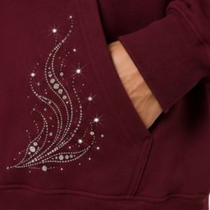 Sudadera con Capucha Extra Grande para Mujer, Color Borgoña, con Diseño Minimalista de Pedrería, Felpa de Algodón Premium, Estilo Casual de Invierno - Product Image 3