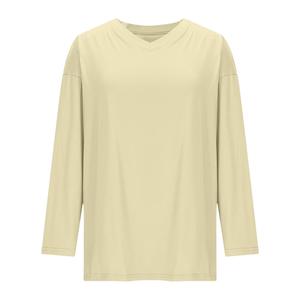 เสื้อผู้หญิงวัยรุ่น ไซส์พลัส คอกลม แขนยาว ลำลอง สีพื้น ทรงหลวม ผ้าโพลีเอสเตอร์ทอ 100% - Product Image 3