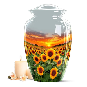 Sunflower Cremation Urn Metal <b>Ashes</b> Cremation Vessel Adult Memorial Burial Urn Custom Color American Style Aluminium Urn - Product Image 1