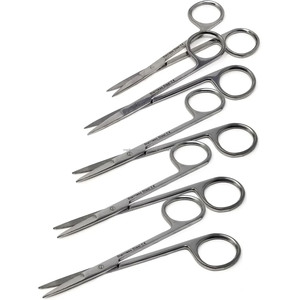 กรรไกรไอริส ชุด 5 ชิ้น ขนาด 4.5 นิ้ว ปลายแหลมตรง อุปกรณ์ผ่าตัด ทันตกรรม สัตวแพทย์ ได้รับมาตรฐาน CE ISO รับผลิตแบบ OEM ODM ขายส่ง - Product Image 1