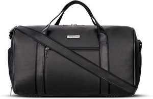 Bolsa de Viaje Clásica de Cuero Genuino de Lujo con Logotipo Personalizado, Bolsa de Fin de Semana Unisex de Gran Capacidad con Correa para el Hombro, Negra - Product Image 4
