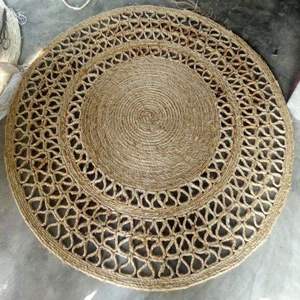 Handwoven <b>Round</b> <b>Jute</b> Floor Carpet Braided Reversible Natural Fiber <b>Rug</b> For Home Decor Wholesale Supply - Product Image 3