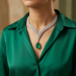 Collier en or pour femme, design de luxe et tendance, avec diamants de laboratoire taille poire et ronds, pureté VVS VS EF, idéal pour les soirées - Product Image 2