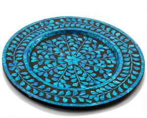 Nueva Bandeja de Servicio y Almacenamiento Personalizada Hecha a Mano con Incrustaciones de Resina MOP para Chocolates y Dátiles, Nuevo Diseño Floral, Platos de Servicio para Mesa - Product Image 1