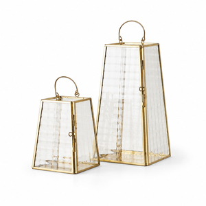 Luxury Gold Metal Glass Lantern Modern Stainless Steel Decorative Hanging <b>Candle</b> Holder for <b>Wedding</b> Centerpiece & Home Decor - Product Image 2