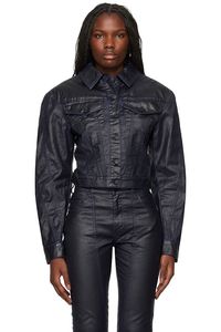 Chaqueta de Mezclilla Encerada Unisex, Estilo Workwear, Cuello Camisero, Cierre de Botones, Manga Regular, Color Sólido, Ropa de Otoño - Product Image 4