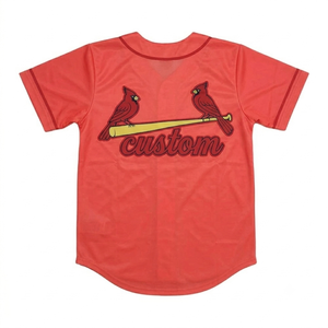 Camiseta de Béisbol Personalizada Sublimada en Rojo Coral, Uniforme de Equipo, Impresión Personalizada, Botones Cosidos, Ropa Deportiva para Hombre - Product Image 2