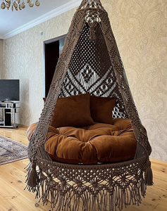 Balançoire en macramé, chaise suspendue, hamac en macramé, balançoire de patio, chaise de balançoire d'intérieur, chaise bohème - Product Image 1