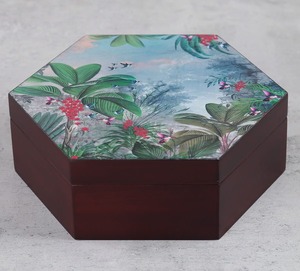 Handcrafted <b>Wooden</b> Painted <b>Storage</b> <b>Box</b> Decorative Jewelry <b>Box</b> Handmade Gift Organizer Tropical Print Lid Style Style <b>Storage</b> <b>Box</b> - Product Image 3