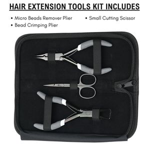 Kit Profesional de Herramientas para Extensiones de Cabello con Pinza para Remover Microperlas Negras, Pinza para Crimpar Perlas y Tijeras Pequeñas de Corte - Product Image 2