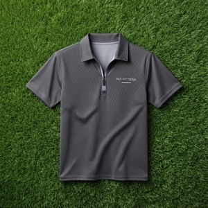 Polo de Manga Corta con Cuello con Cremallera para Hombre, Color Gris Carbón, Ropa Deportiva Casual de Golf, OEM, ODM, Venta al Por Mayor - Product Image 6