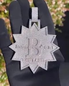 Pendentif en argent sterling plaqué or pour femme avec lettre personnalisée en moissanite véritable taille ronde 4 carats - Product Image 2