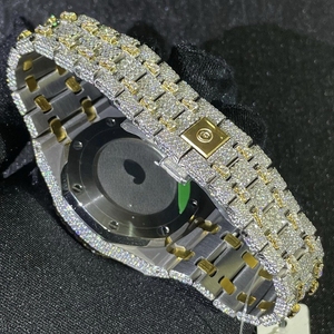 Relojes Clásicos Unisex Hechos a Mano con Diamantes Moissanite VVS1, Correa de Acero Inoxidable, Esfera Analógica Mecánica - Product Image 2